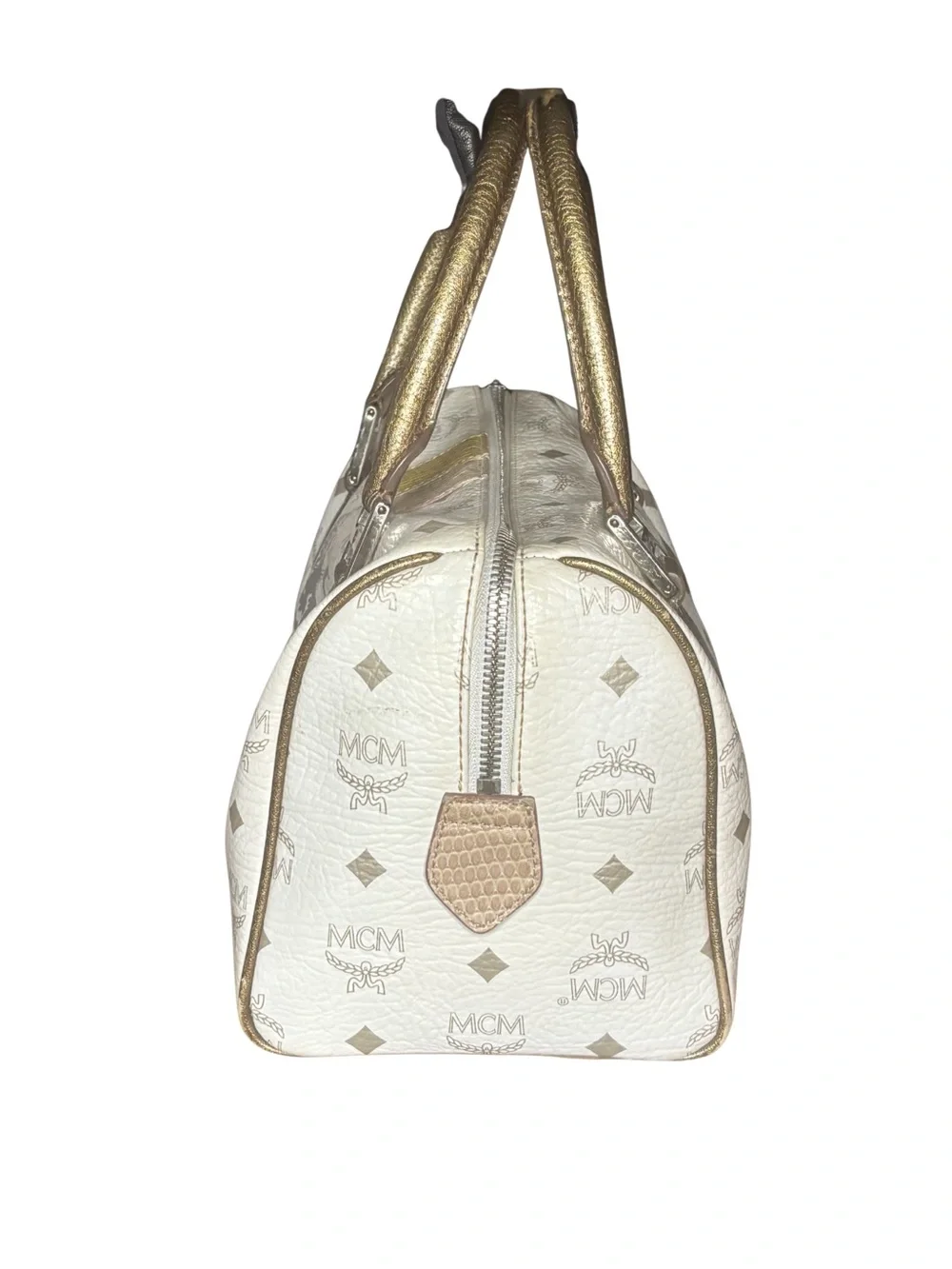 MCM Visetos Leather-Trimmed Boston Bag - Picture 4 of 9